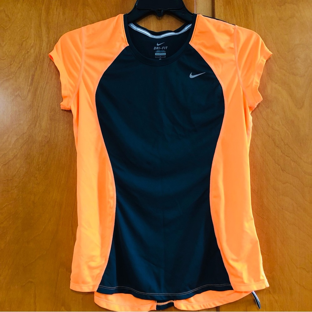 Nike Women's Orange and Black Dri-FIT Top